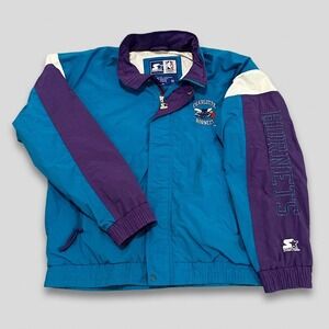 Vintage 90s Starter Charlotte Hornets Windbreaker Full Zip Jacket Teal Mens M